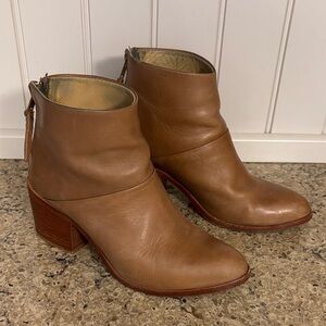 Nisolo Dari Almond Leather Ankle Booties with Block Heel